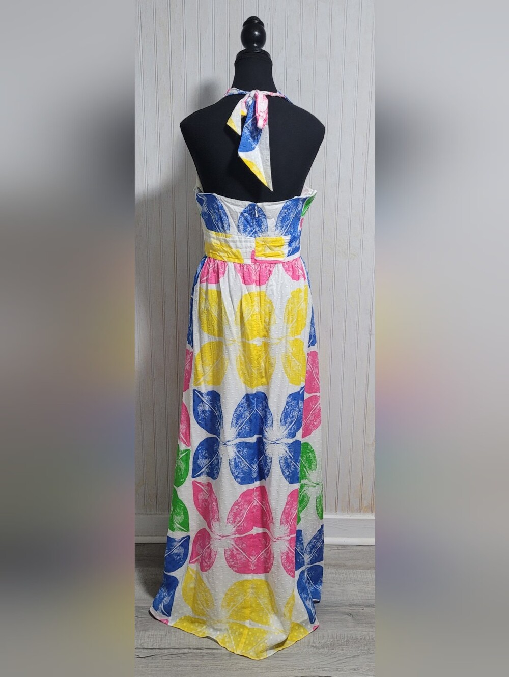 Lilly Pulitzer White Painters Block Maxine Halter Maxi Dress Size 14 - Picture 3 of 13